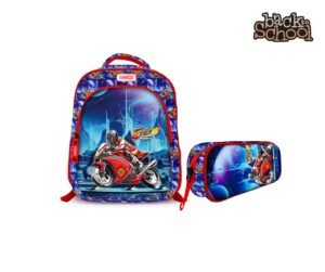 DUO: Trousse Rectangulaire 1ZIP  3D  Garçon + Sac à Dos Garçon 16" 2 Poches Tissu Imperméable – Image 4