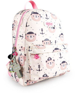 Sac a Dos Fille 12" 2Poches Tissu Satin Imperméable + Porte clés – Image 7