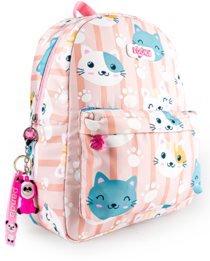 Sac a Dos Fille 12" 2Poches Tissu Satin Imperméable + Porte clés – Image 4