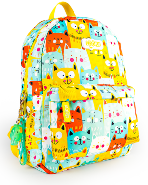 Sac a Dos Fille 12" 2Poches Tissu Satin Imperméable + Porte clés – Image 2