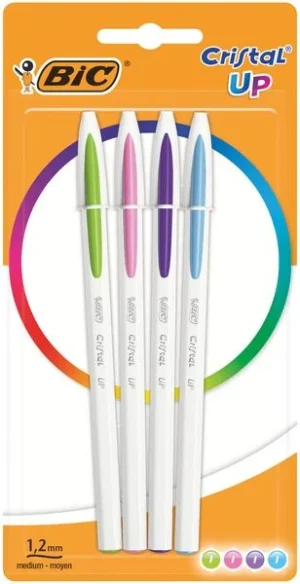BIC – Stylo Bille Cristal Up – Lot de 4 Couleurs