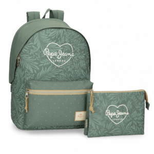 Pepe Jeans – Sac à dos Coralie avec trousse assortie – Vert