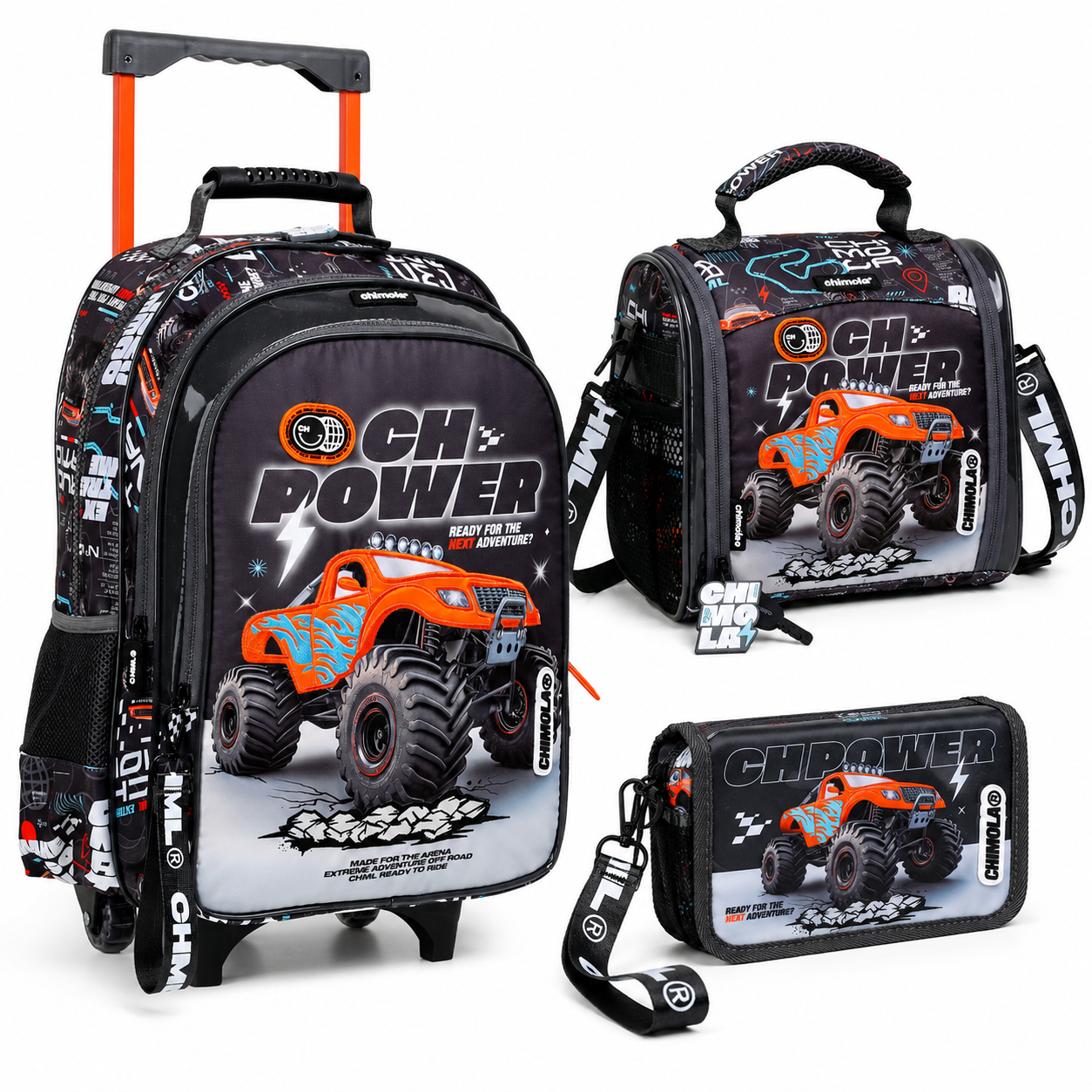 Pack Cartable 41 cm Trolley Chimola 3 Pièces – CH Power