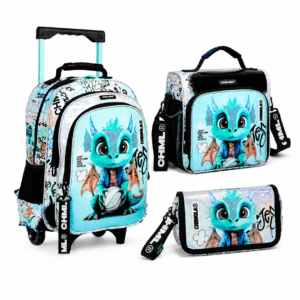 Pack Cartable 41 cm Trolley Chimola 3 Pièces – Dragon