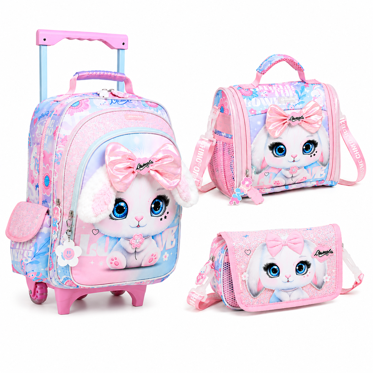 Pack Cartable 41 cm Trolley Chimola 3 Pièces – Lapin