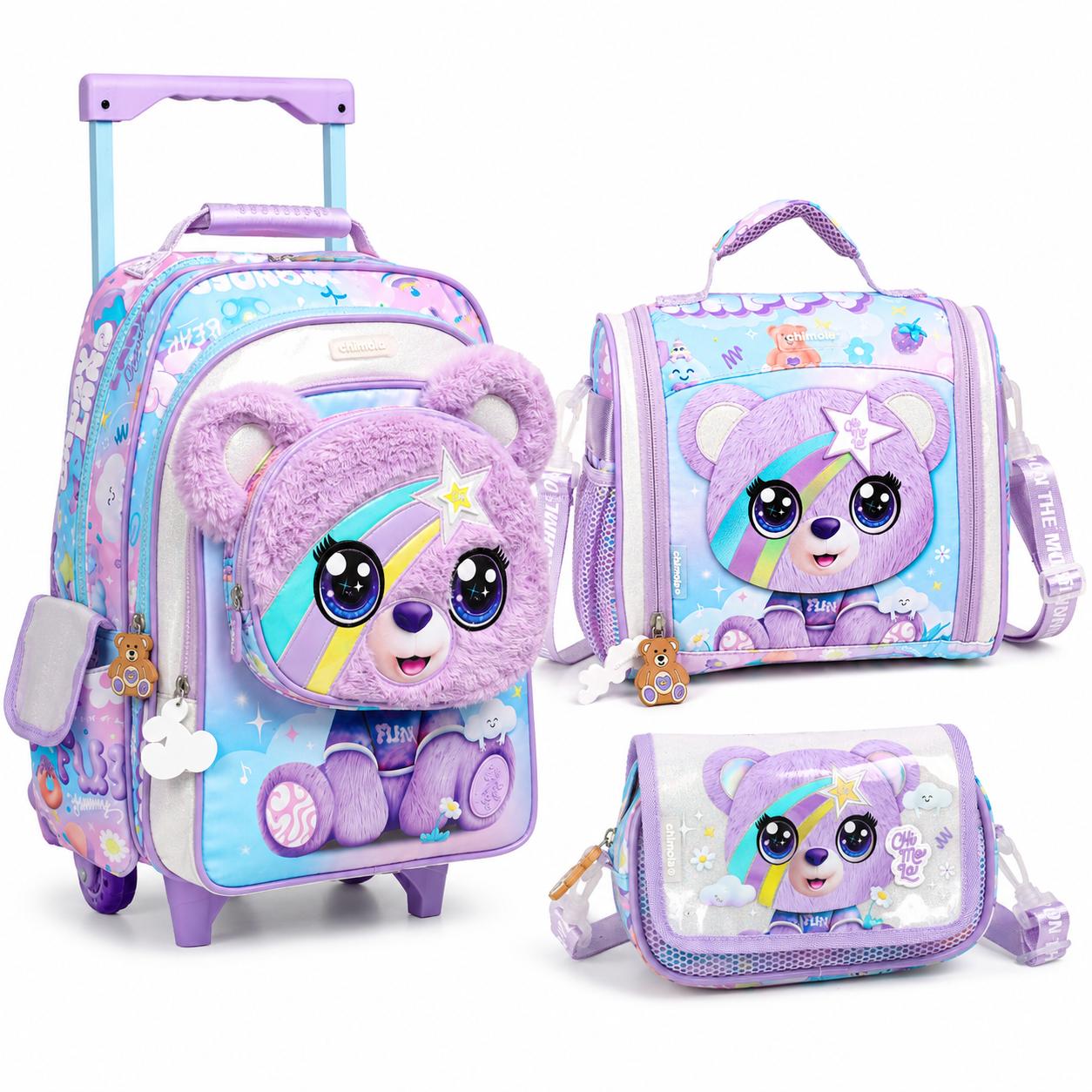 Pack Cartable 41 cm Trolley Chimola 3 Pièces – Ourson