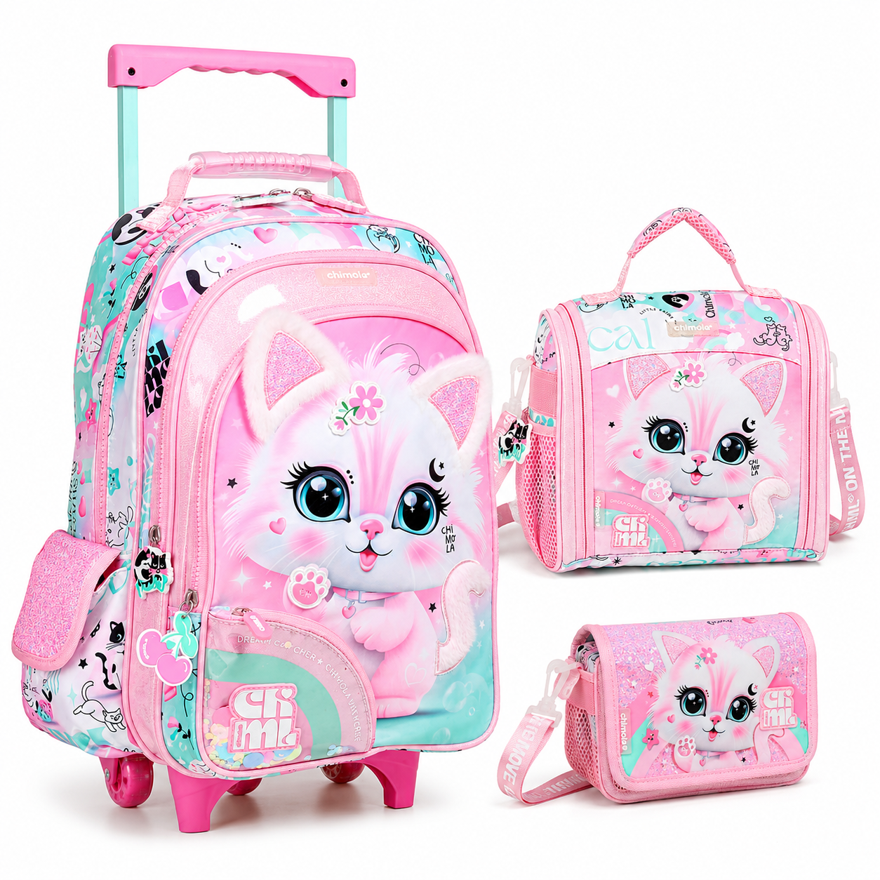 Pack Cartable 41 cm Trolley Chimola 3 Pièces – Cat