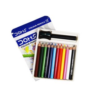DOMS Crayon de couleur demi-taille 12pcs + taille crayon + Extenseur