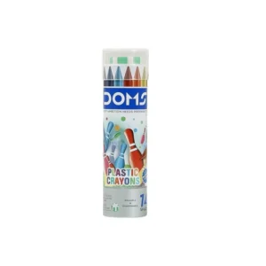 DOMS Plastic Crayons BOITE EN FER 14 Pcs + gomme offert